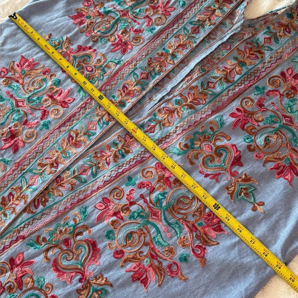 Umgee Floral Embroidered Chambray Open Cardigan/ Coverup- small S/M oversized - Picture 11 of 13